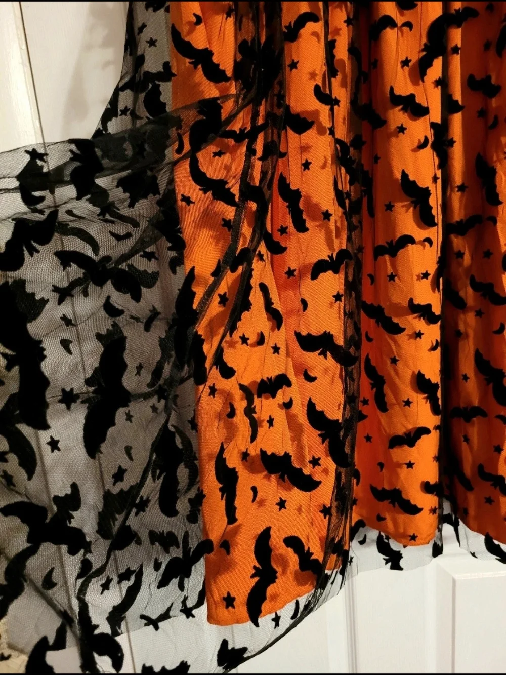 Women's Orange & Black Halloween Bat Print Maxi Skirt